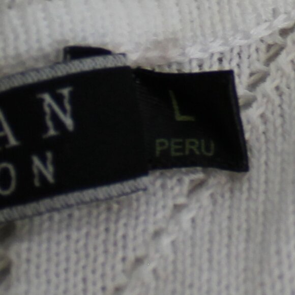 Peruvian connection crochet button down white Cotton cardigan size Large - Picture 7 of 7